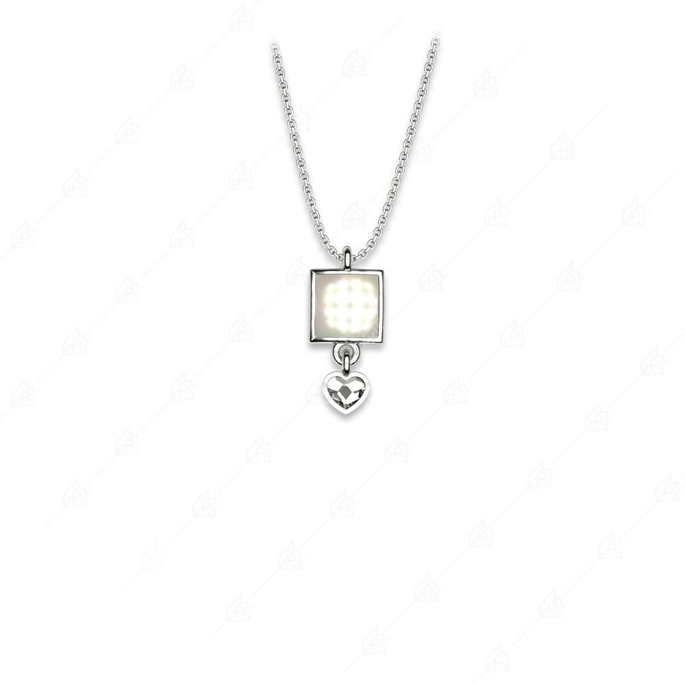 Square pearl necklace with 925 silver heart
