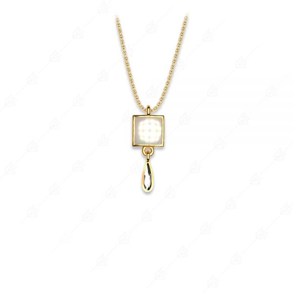 Square pearl necklace with teardrop silver 925 yellow gold plated