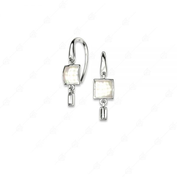 925 silver earrings with square pearls and sequins