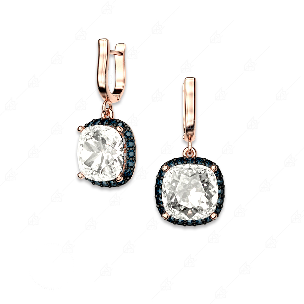 Square earrings silver 925 rose gold plated
