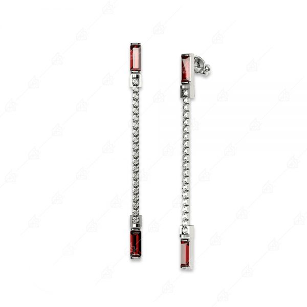 Elegant earrings with red sequins silver 925