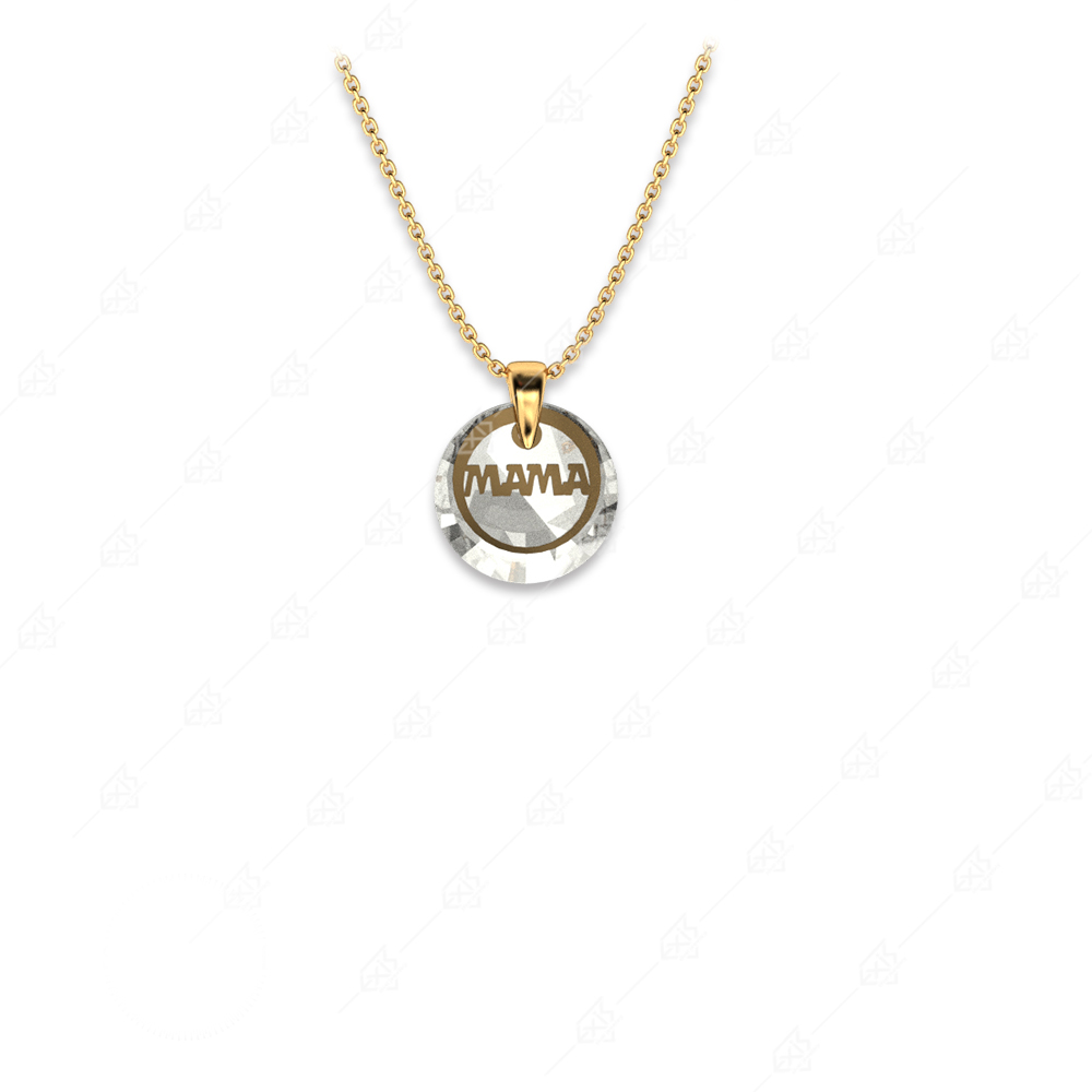 Mom necklace with silver crystal 925 yellow gold plated