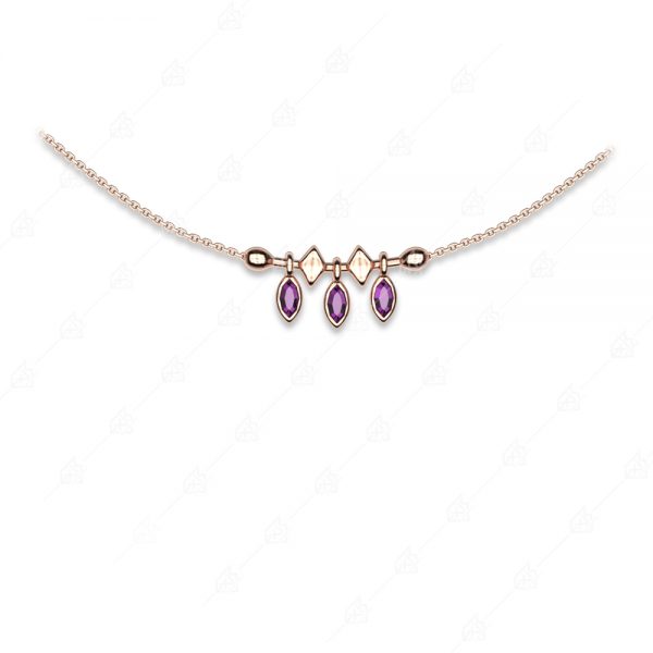 Elegant necklace with purple navy silver 925 rose gold plated