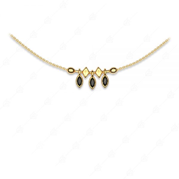 Elegant necklace with black navy silver 925 yellow gold plated