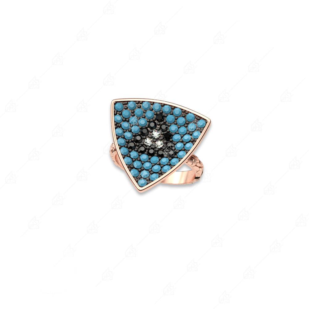 925 silver triangle ring with rose gold plating