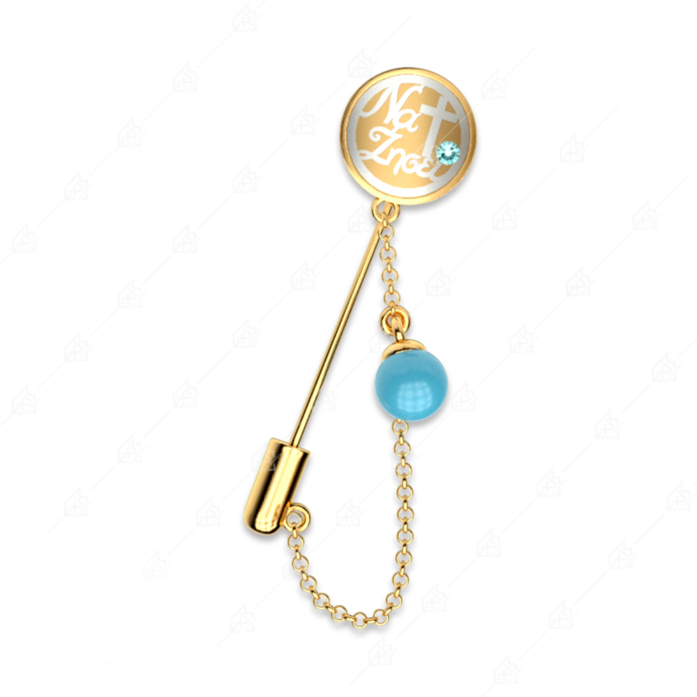 925 silver safety pin with turquoise pearl