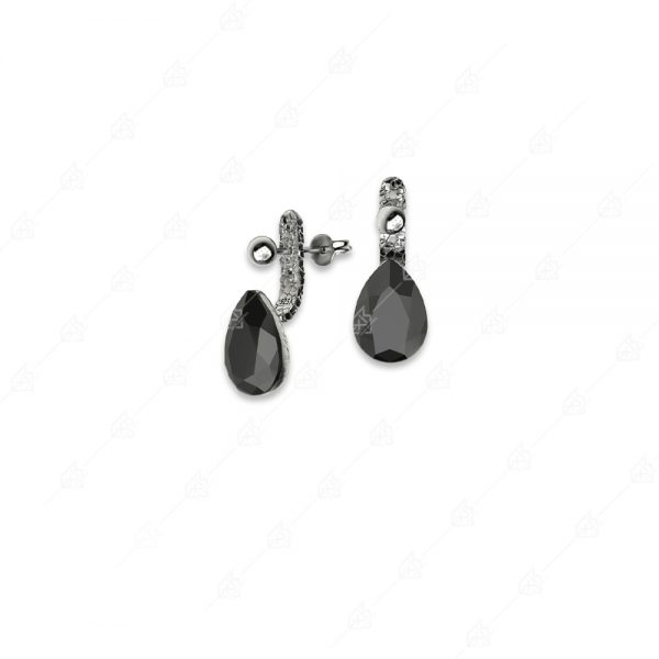 925 sterling silver earrings with black crystals