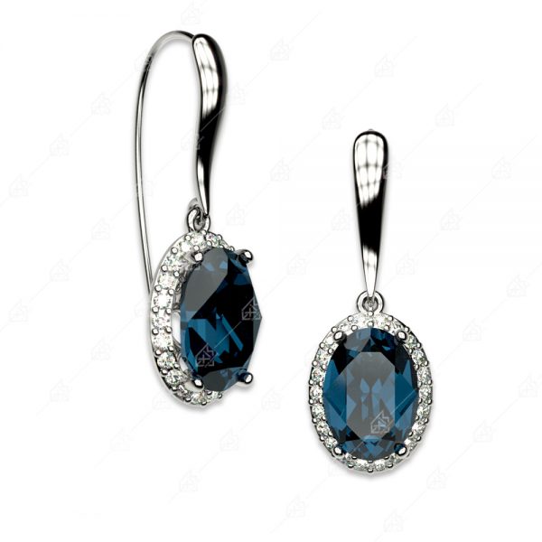 Earrings with oval crystal silver 925