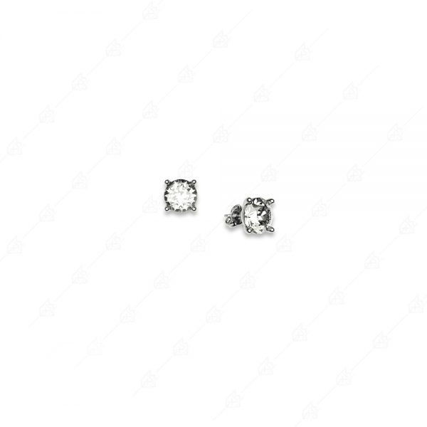 Earrings small single stone white silver 925