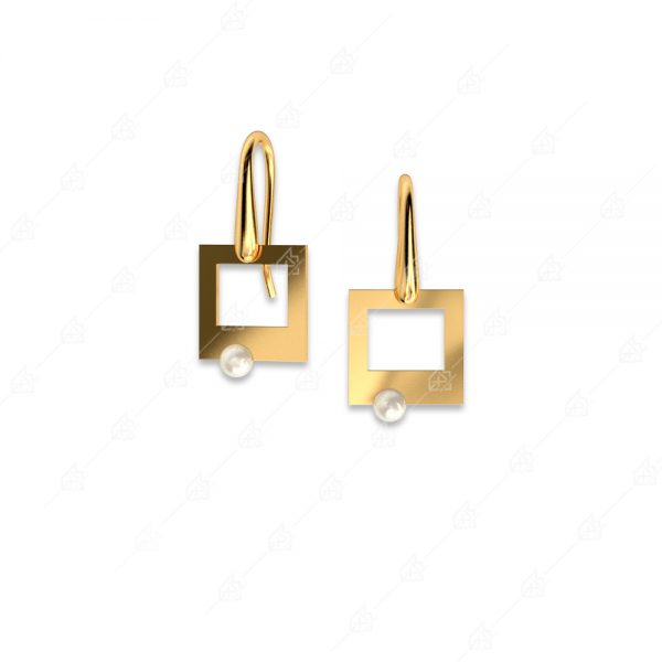 Square earrings with 925 silver pearl