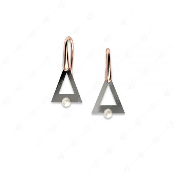 Triangle earrings with 925 silver pearl