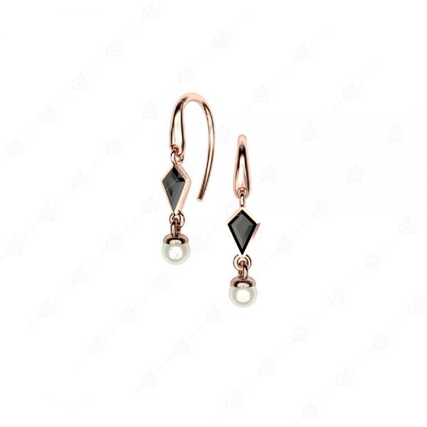 Διακριτικά σκουλαρίκια με ρόμβους ασήμι 925 ροζ επιχρυσωμένο