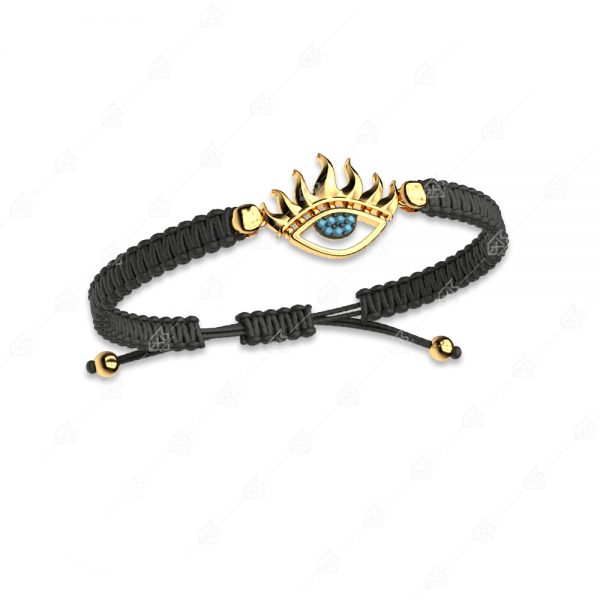 Macrame bracelet with 925 silver eye with yellow gold plating