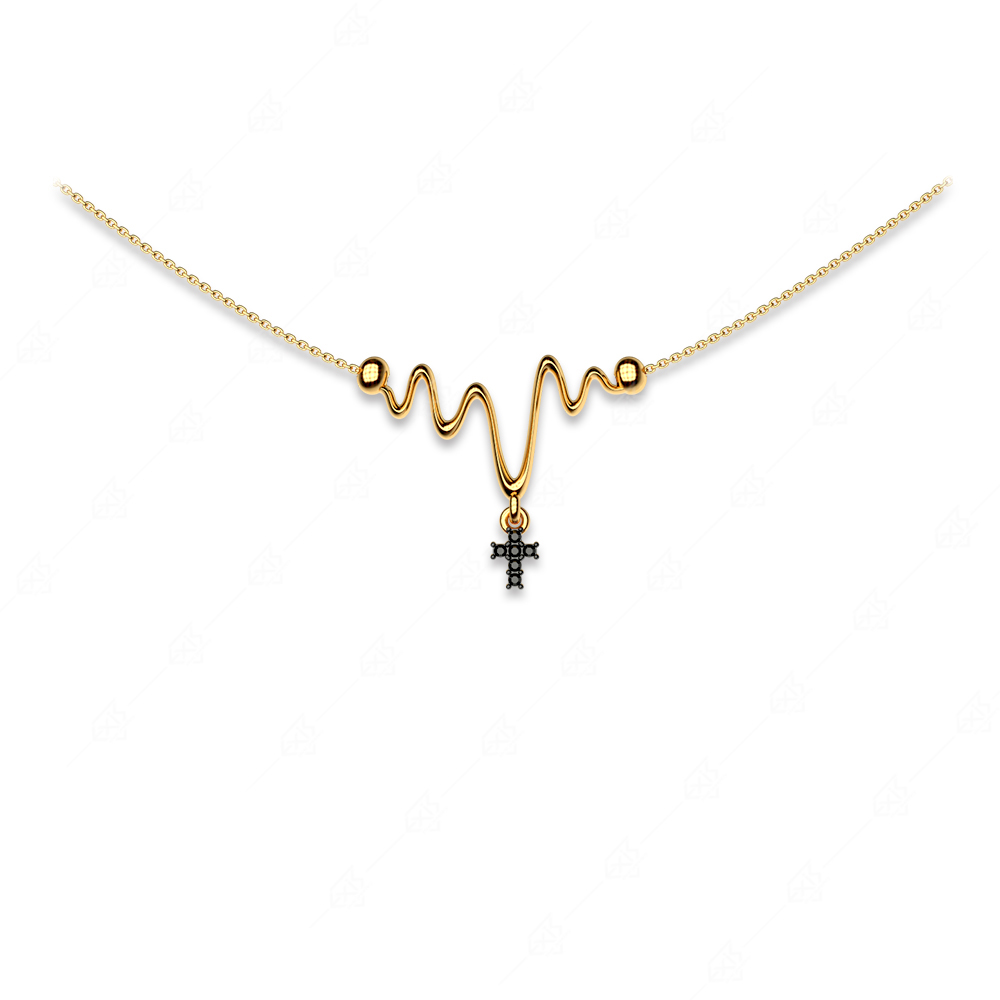 Elegant necklace with silver cross 925 yellow gold plated