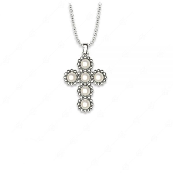 Cross necklace with 925 silver pearls