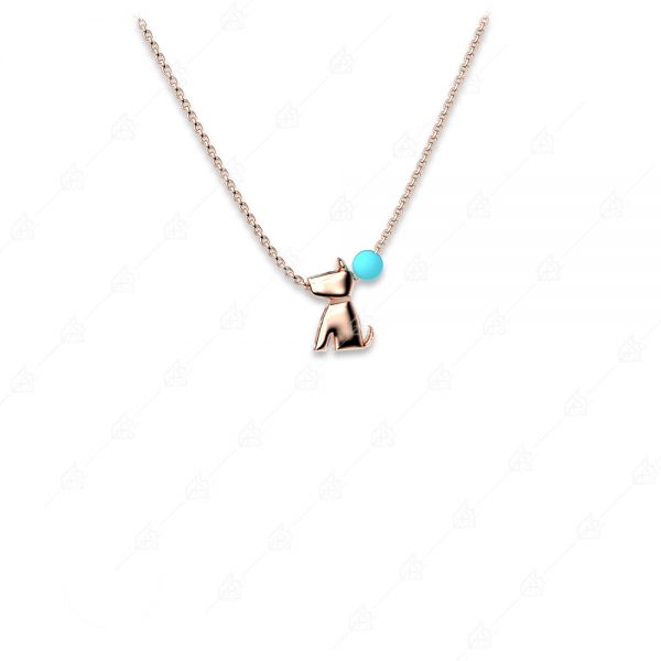 Dog necklace silver 925 rose gold plated