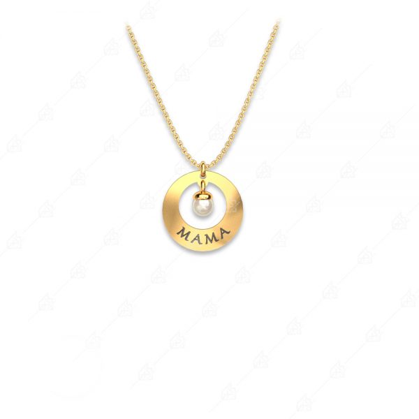 Necklace mom with pearl silver 925 yellow gold plated