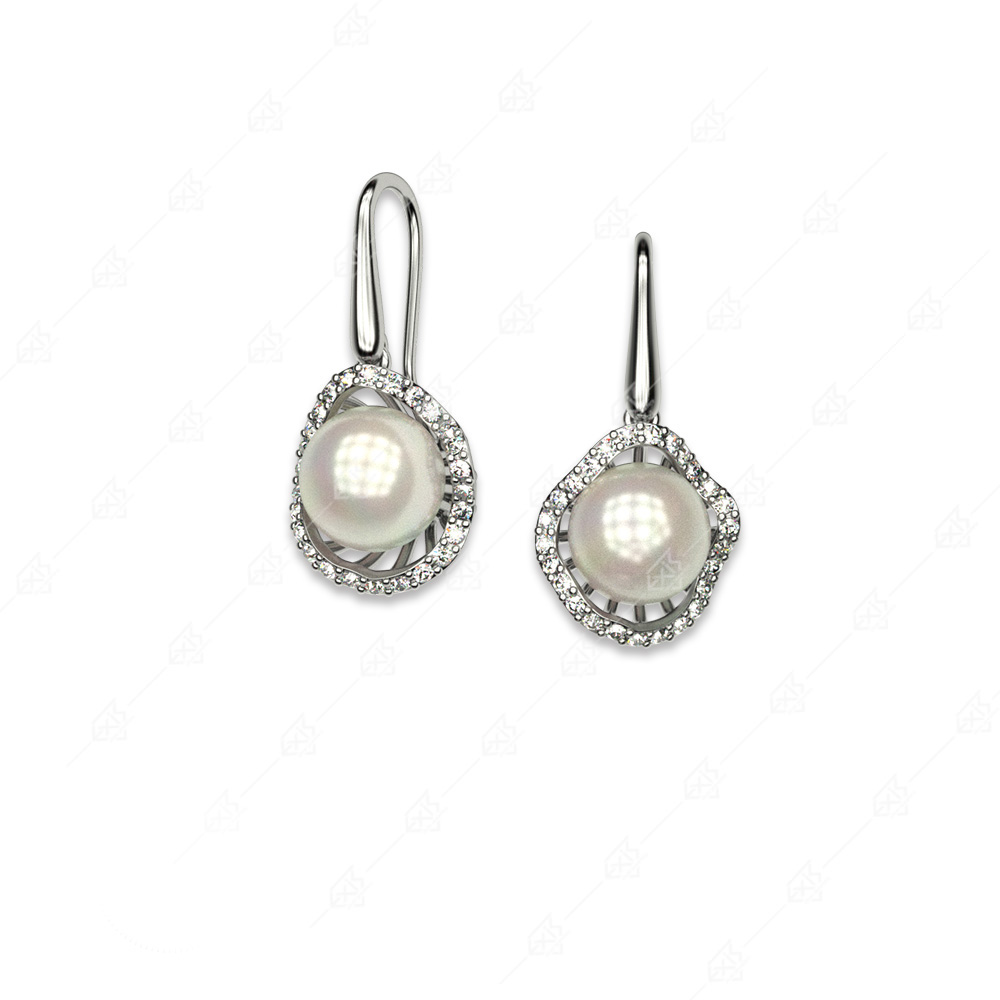 Hanging silver earrings 925 with pearls