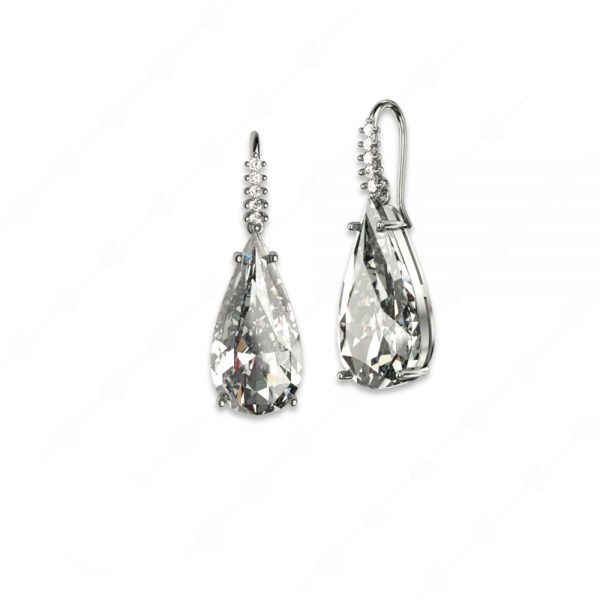 Hanging silver earrings 925 with drops