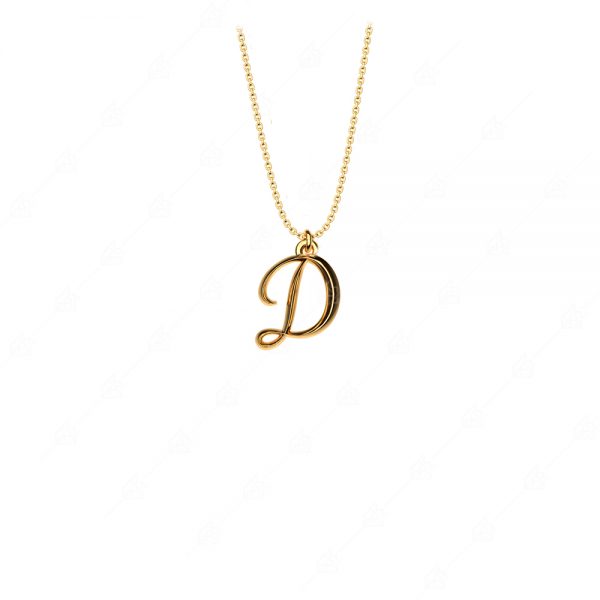 Calligraphic monogram D silver 925 gold plated