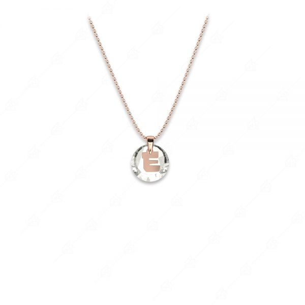 Monogram E silver 925 rose gold plated with crystal