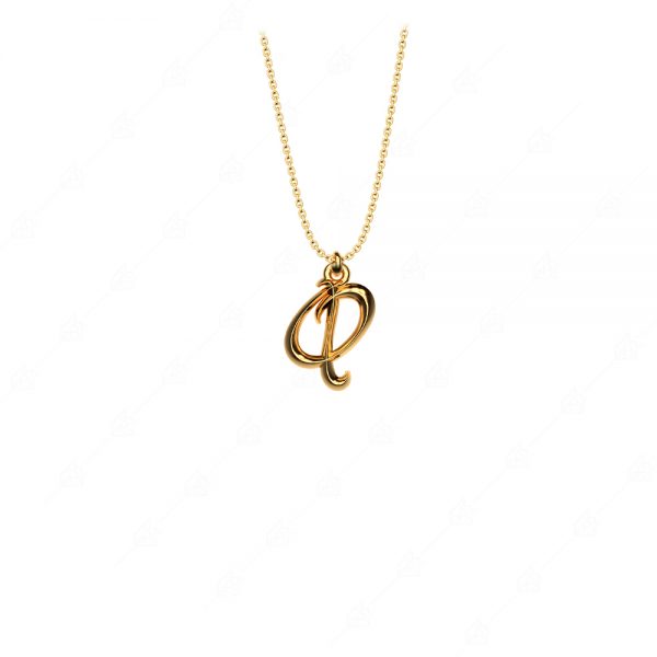 Calligraphic monogram F silver 925 gold plated