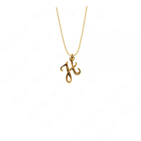 Calligraphic monogram H silver 925 gold plated