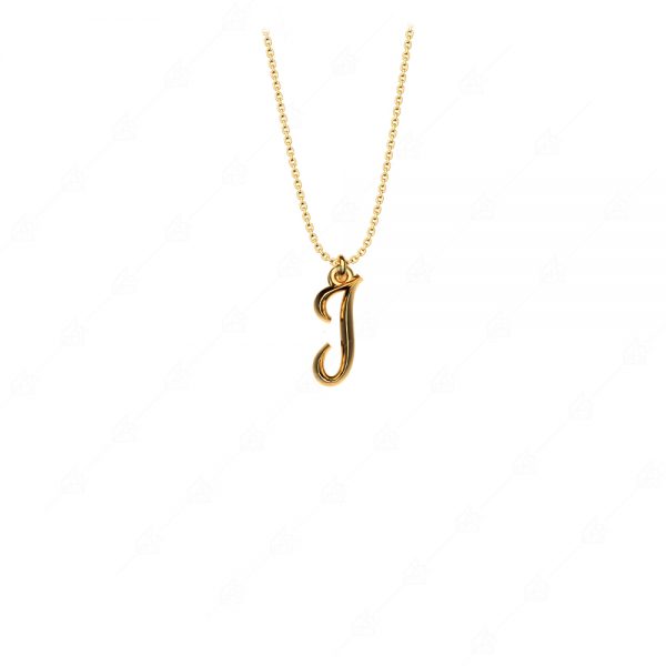 Calligraphic monogram I silver 925 gold plated
