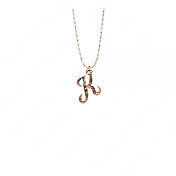 Calligraphic monogram K silver 925 rose gold plated