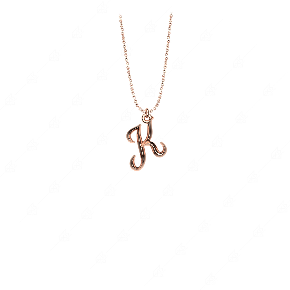 Calligraphic monogram K silver 925 rose gold plated