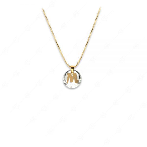 Monogram M silver 925 gold plated with crystal