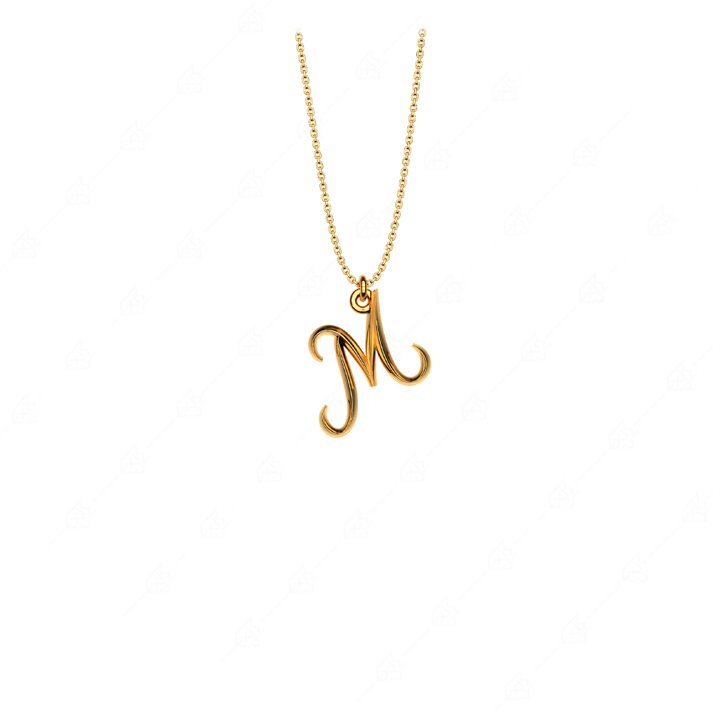 Calligraphic monogram M silver 925 gold plated