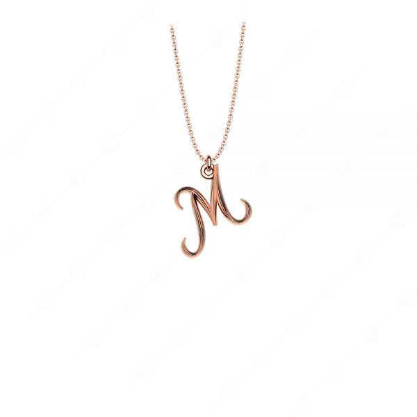 Calligraphic monogram M silver 925 rose gold plated