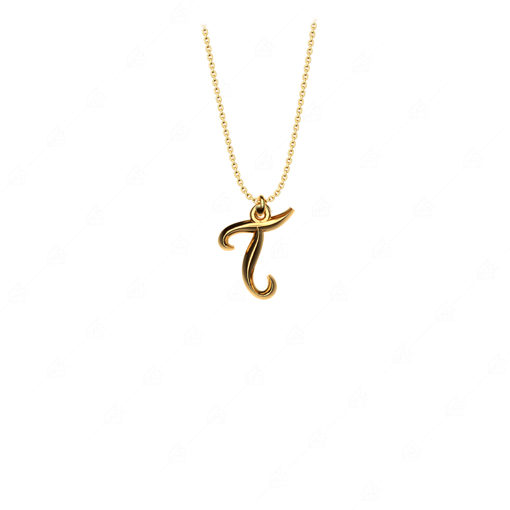 Calligraphic monogram T silver 925 gold plated