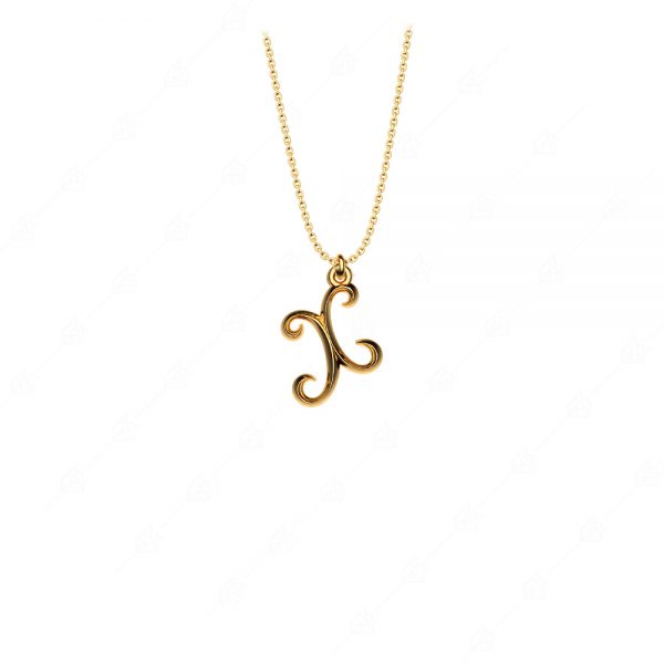 Calligraphic monogram X silver 925 gold plated