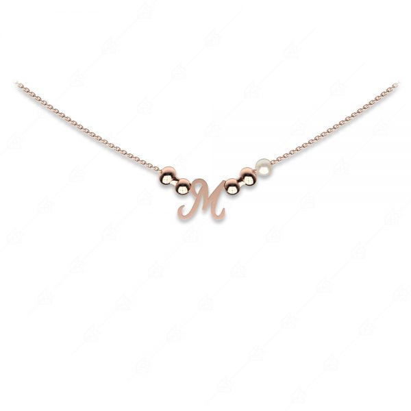 Silver monogram M rose gold plated with discreet pearl