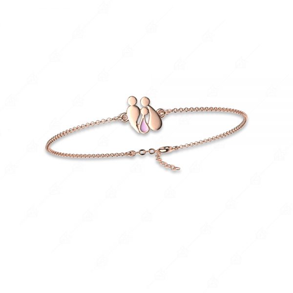 Parents bracelet with a girl 925 silver rose gold plated