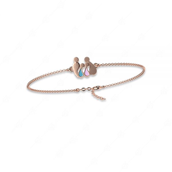 Parents bracelet with a boy and a girl silver 925 rose gold plated