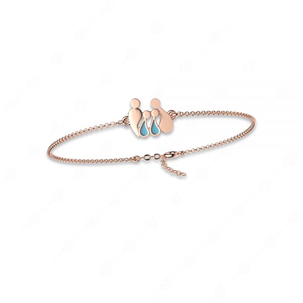 Parents bracelet with two boys silver 925 rose gold plated