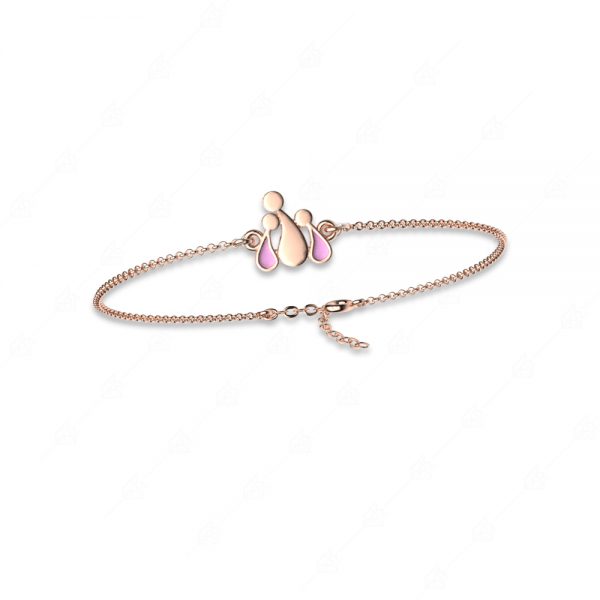 Mom bracelet with two girls silver 925 rose gold plated