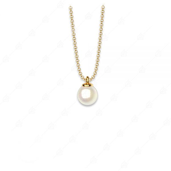 Necklace with pearl silver 925 yellow gold plated