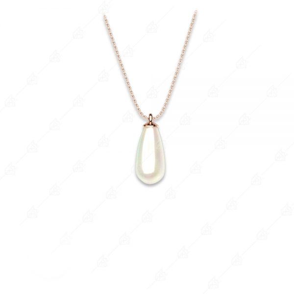 Large teardrop pearl necklace silver 925 rose gold plated